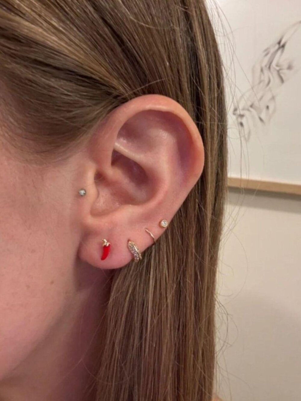 The Reagan Gold Chili Pepper Stud Earrings in Red - Women Jewelry screw back